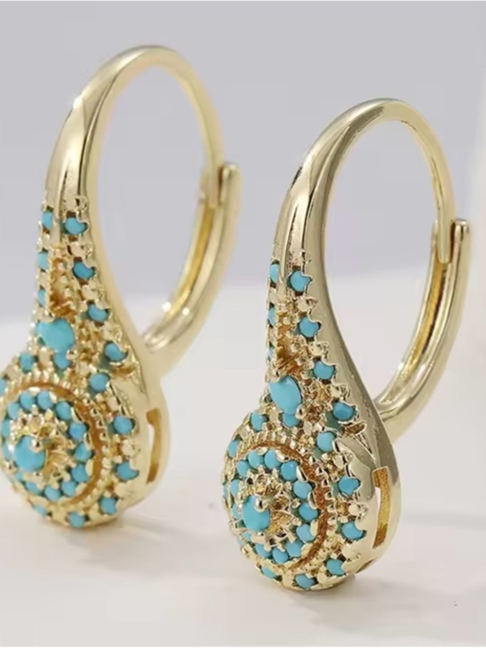 New Turquoise 18k Gold Earrings
